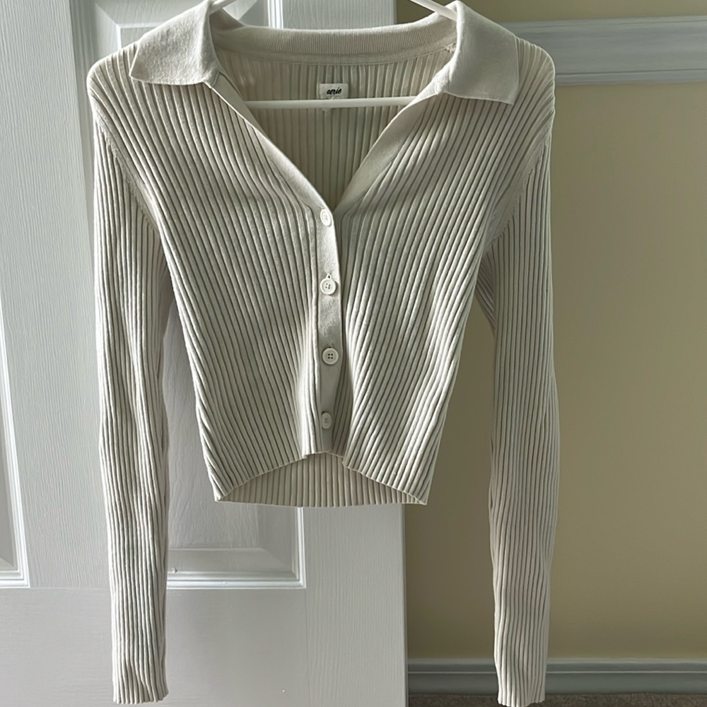 Aerie Long Sleeve Button-Up Polo